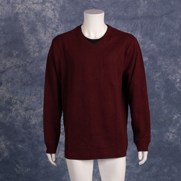 Method V-Neck Lightweight Sweater w Faux Crew Look - Picture 1 of 4